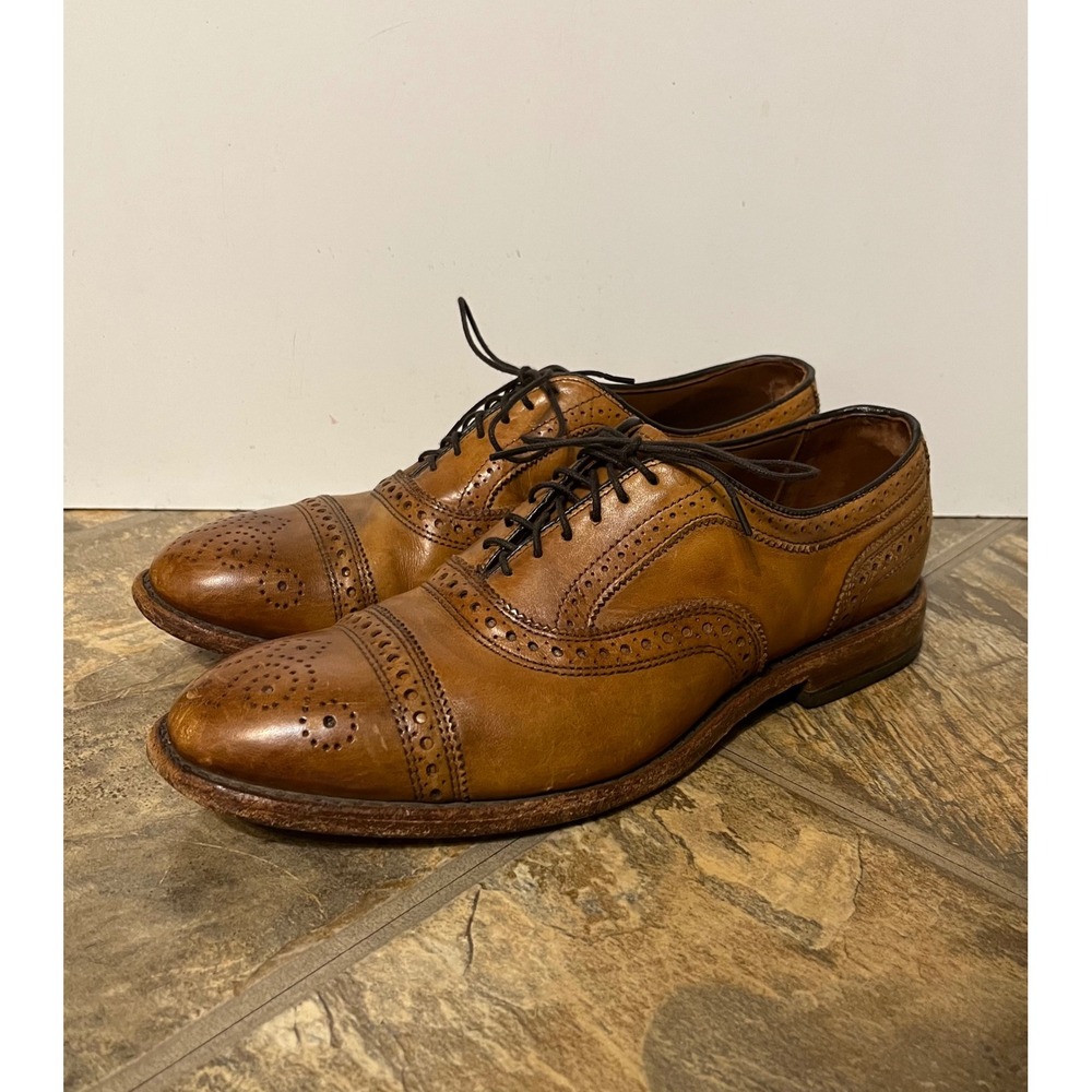 Allen Edmonds Strand Oxford Men 8D Walnut Brown Brogue Cap Toe Dress Shoes